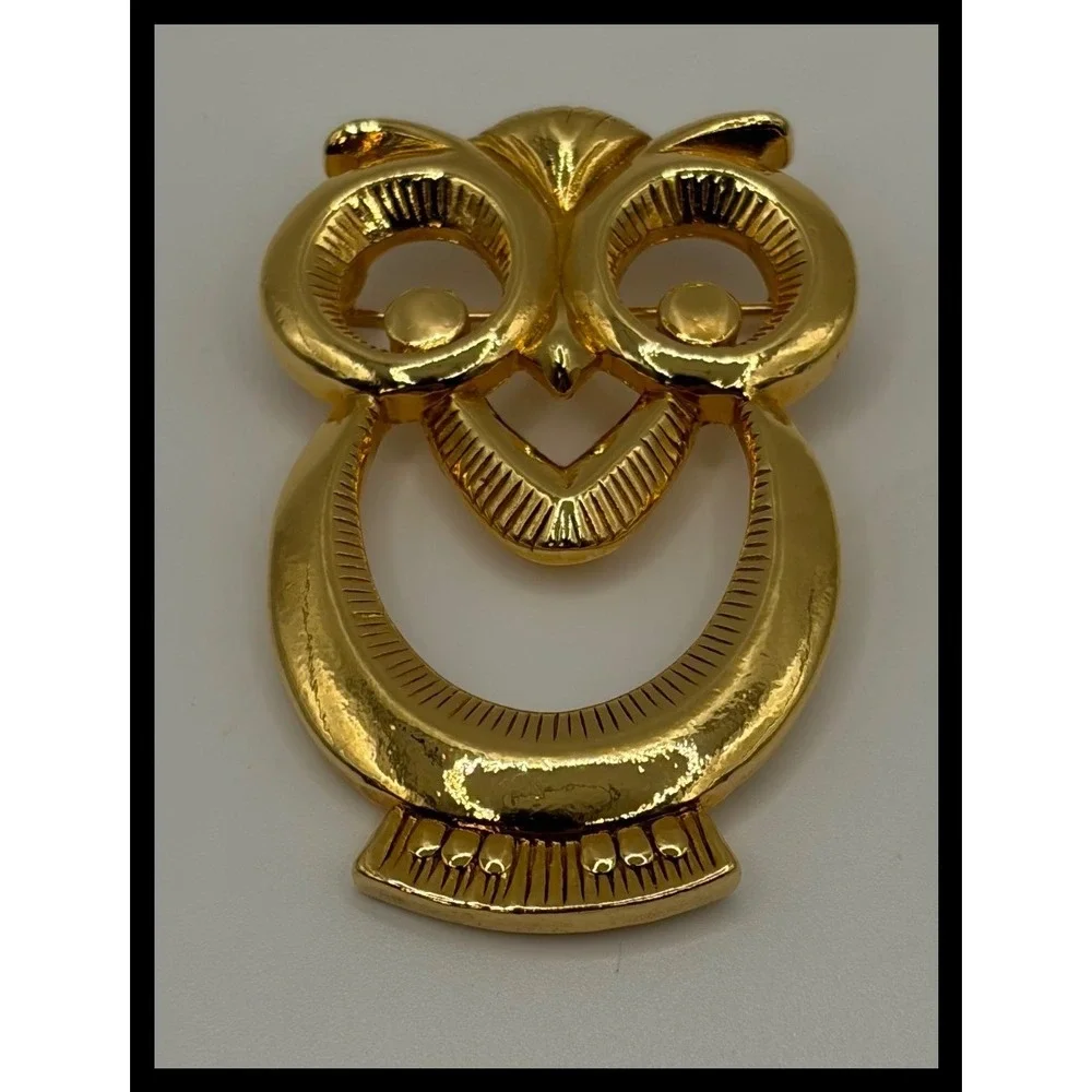 Unbranded Owl Brooch Women Small Gold Tone Textured Open Body Bird Jewelry